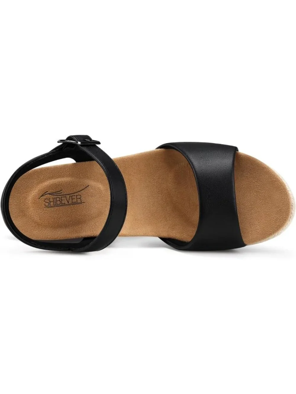 Women's Black Summer Comfortable Adjustable Ankle Strap with Buckle Heel Sandals
